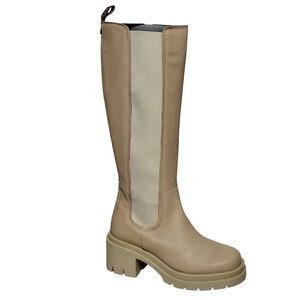 Scotch & Soda Womens 8.5 Bettie Leather Knee High Riding Boots Tan Lug Sole NEW